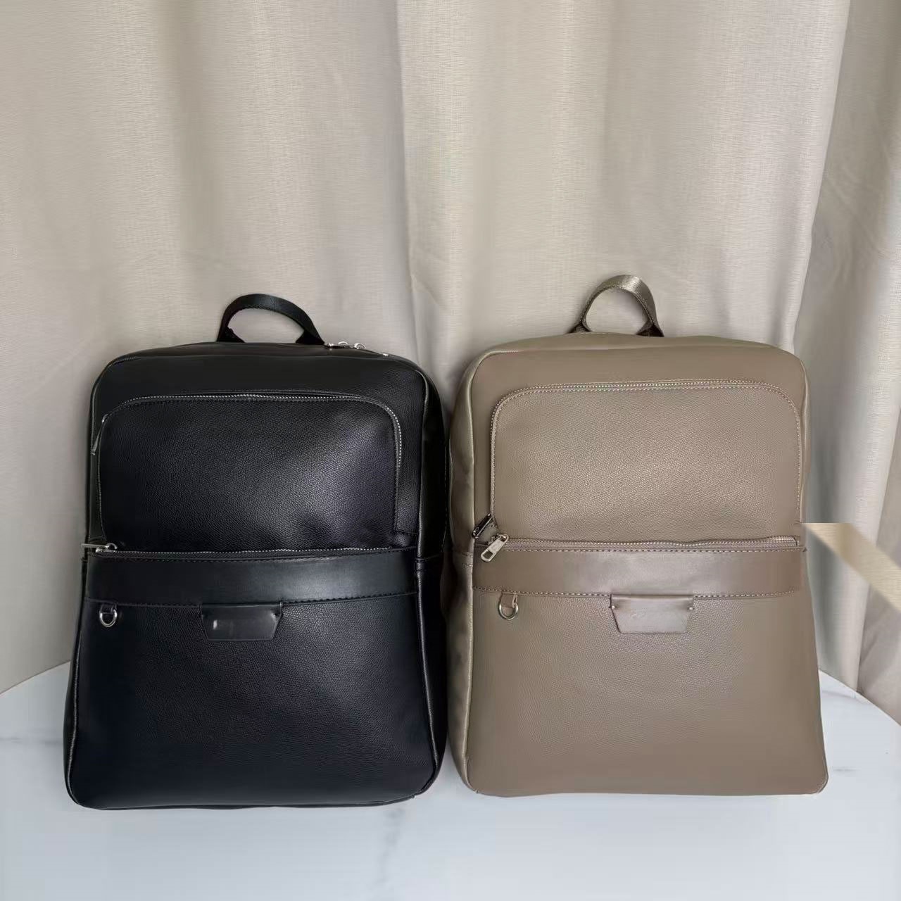 Double-Shoulder Computer Bag, Large-Capacity Backpack with Lychee Pattern, 15.6inch In-Stock Wholesale Commuter Computer Bag
