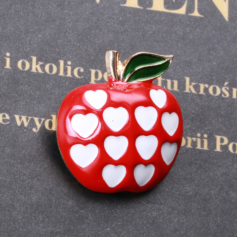 Enamel Design IG Style Cute Pin Apple Alloy Enamel Women's Brooches