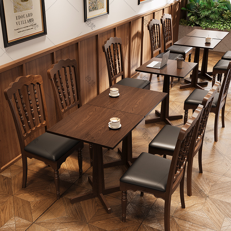 Silla de bambú de madera maciza retro americana Silla de comedor Silla de castillo Silla de boda al aire libre Silla de cuerno de madera maciza Mesa y silla de taberna
