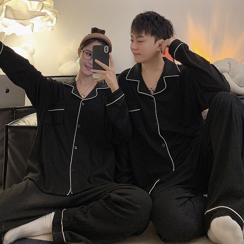 De terciopelo pareja pijamas Otoño e Invierno Nuevo engrosamiento de terciopelo fino de manga larga autocalentamiento de los hombres y las mujeres Camellia homewear