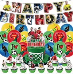 ロナウドの誕生日フラッグパーティーデコレーションクリスティアーノロナルド誕生日バナーフラッグバルーンセット
