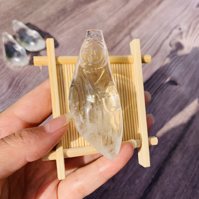 水晶吊坠 天然白水晶原石雕刻观音 水晶挂饰品 图 5