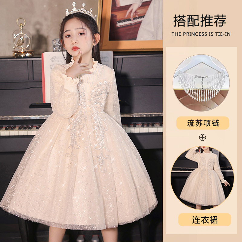Niña invierno nuevo vestido de lana vestido de princesa vestido de niña vestido de boda de cumpleaños