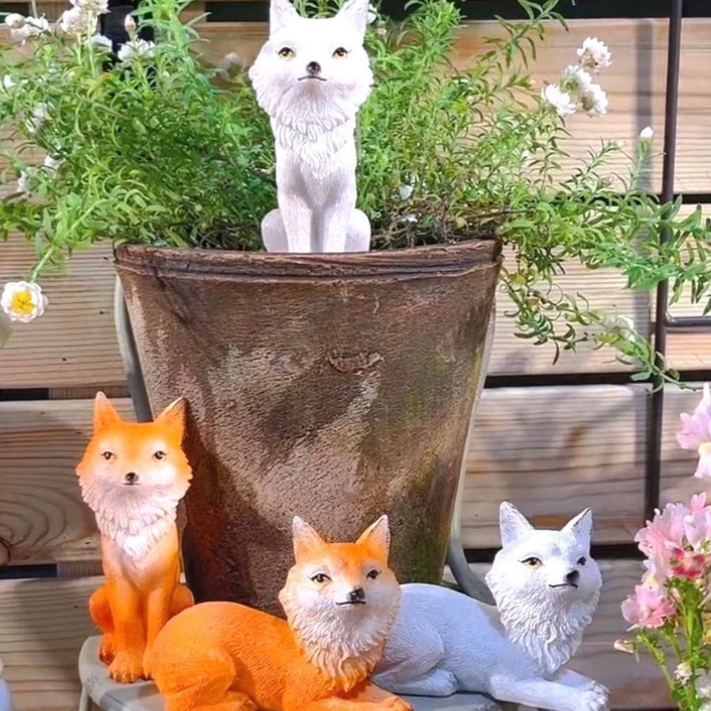 Девять хвост лиса украшение открытый сад небольшие украшения Двор Пейзаж макет балкон сочные украшения смолы ремесла