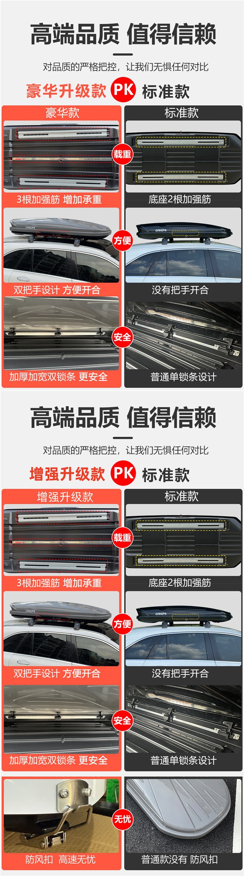 Roof luggage box for SUVs, universal car roof box, luggage rack, travel box, ultra-thin, large capacity, recessed type
