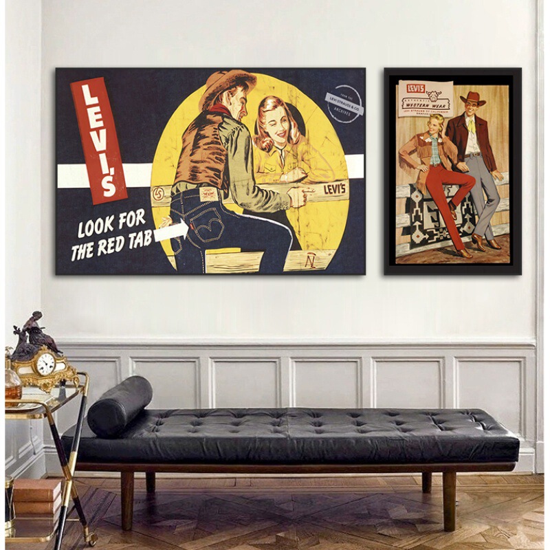 Levi's decorative painting retro nostalgic suit shop clothing store hanging painting cashier jeans poster art mural