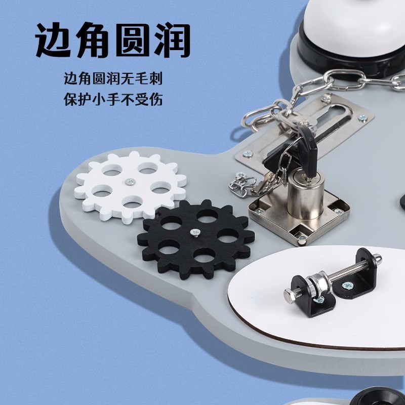 モンテッソーリ赤ちゃん子供忙しいボードdiyおもちゃ蒙氏早教2木製解錠多機能1|undefined