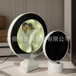 欧式圆形魔镜相框画框摆台创意简约化妆镜LED台灯礼物影楼批发