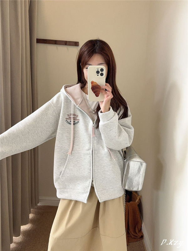 016慵懒风圆领卫衣女秋季新款薄款宽松韩版oversize女式上衣bf外|undefined