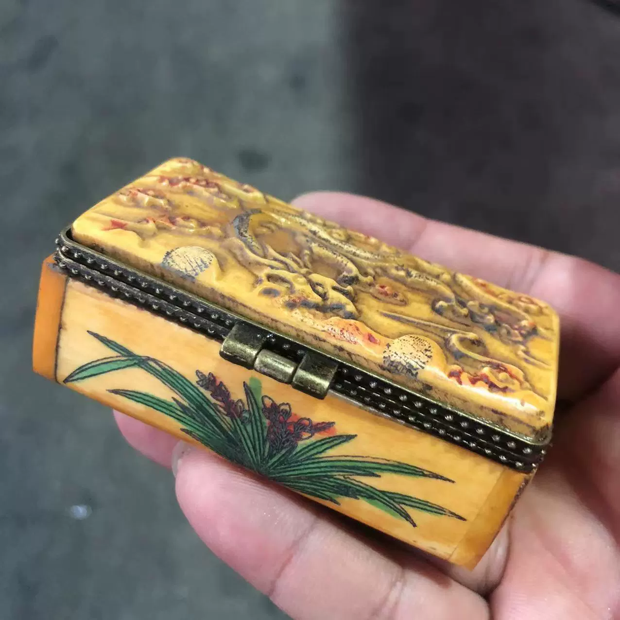 Antique brass painted stone inlay, storage system