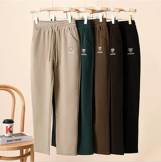 2026年春秋季莫尔绒显瘦女裤高腰九分裤女英特条妈妈休闲裤秋裤子