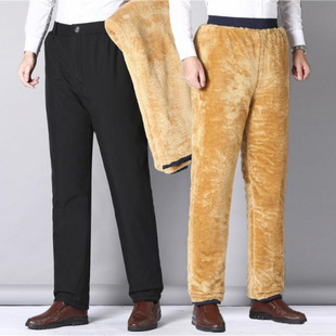 Dad's Winter Outer Wearing Cotton Pants fleece-lined Thickened Middle-aged and Old Men's Loose Three-layer High Waist Deep Cold-proof Warm Cotton Pants