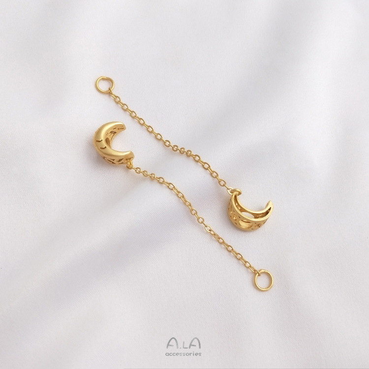 Color Preservation 14K Pack Gold Moon Sun Big Hole Bead Hanging Chain DIY Beaded Bracelet Beaded Fashion Jewelry Shagang Accessories