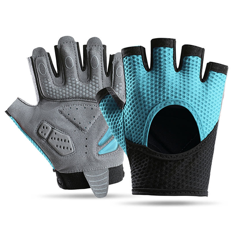 Guantes de fitness para hombres y mujeres, medio dedo, deportes al aire libre, antideslizante, resistente al desgaste, amortiguador suave, barra horizontal, guantes antideslizantes para montar