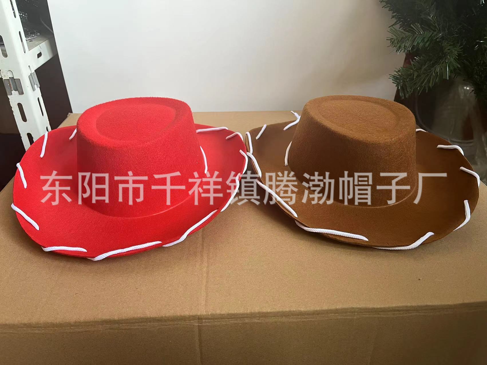 Supply Western Cowboy Hat Carnival Big Along Cowboy Hat with Rope Dick Cowboy Multicolor Non-woven Styling Hat