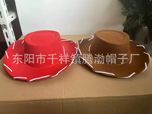 Supply Western Cowboy Hat Carnival Big Along Cowboy Hat with Rope Dick Cowboy Multicolor Non-woven Styling Hat