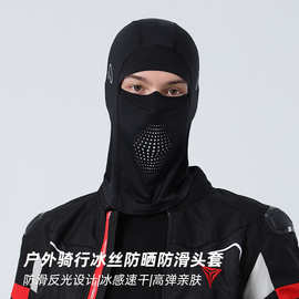 跨境骑行防晒冰丝反光防滑头套透气吸汗全脸面罩头盔内胆护脸脸罩