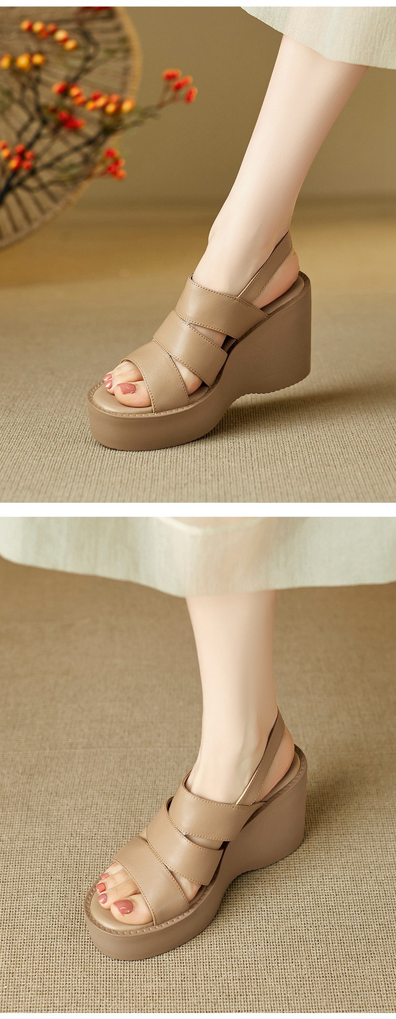 Sandal nữ mũi nhọn gót xuồng đế dày phong cách La Mã quai một dây — đen chi tiết 4