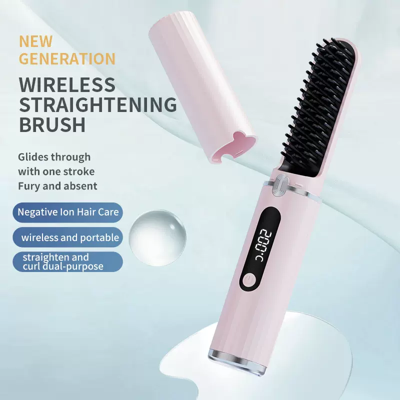 新款充电无线直发梳便携迷你拉直板负离子不伤发电梳子直发器