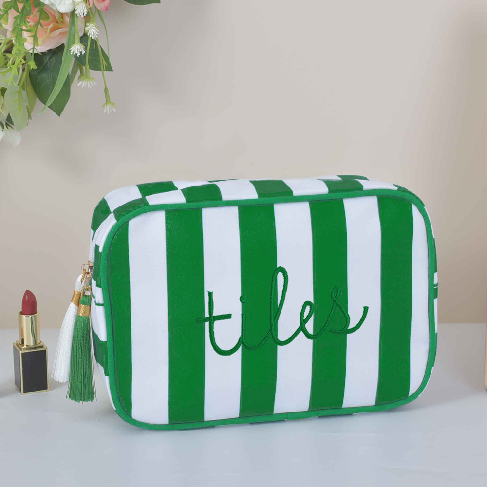 Amazon nueva bolsa de maquillaje a rayas bolsa de viaje bolsa de maquillaje de gran capacidad bolsa de mahjong bolsa portátil