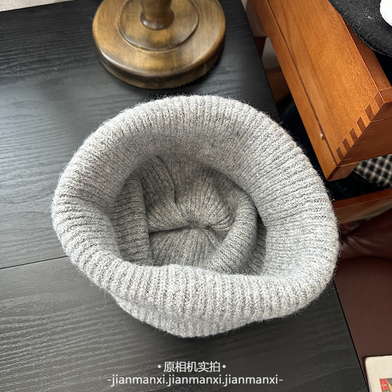 卡通可爱刺绣滑板小狗针织帽子女秋冬季保暖百搭慵懒显脸小包头帽|undefined