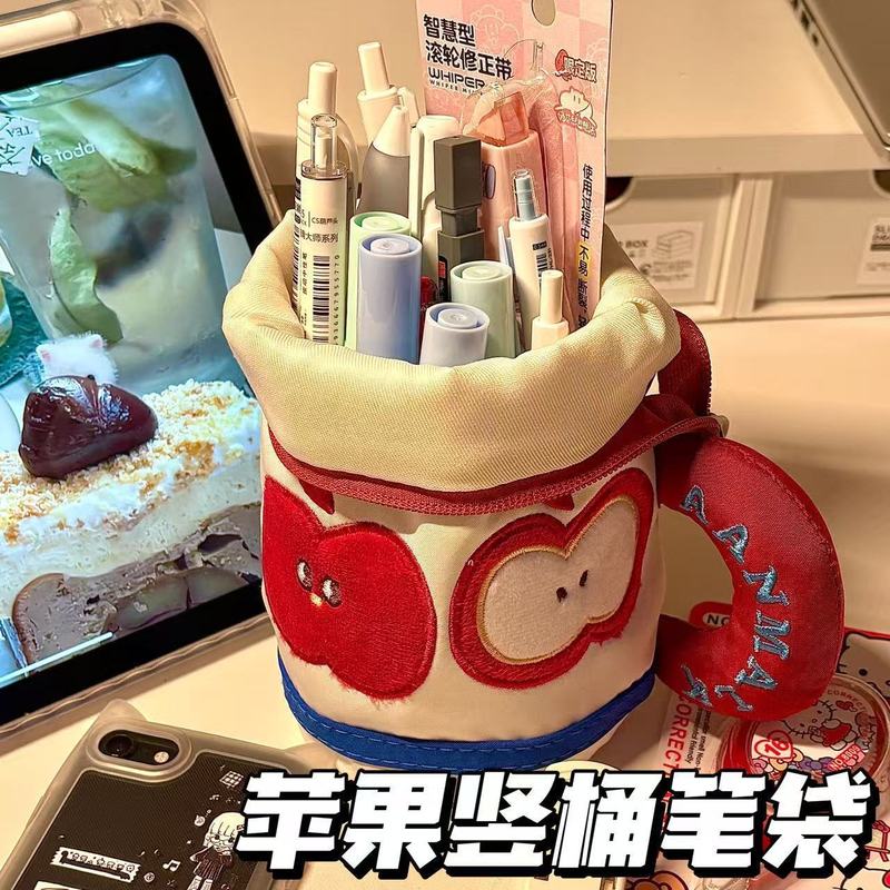 Xiaohongshuと同じかわいい円筒形ペンバッグ、クリエイティブで見栄えの良い学生向けの大容量文具ペンホルダー収納バッグ|undefined