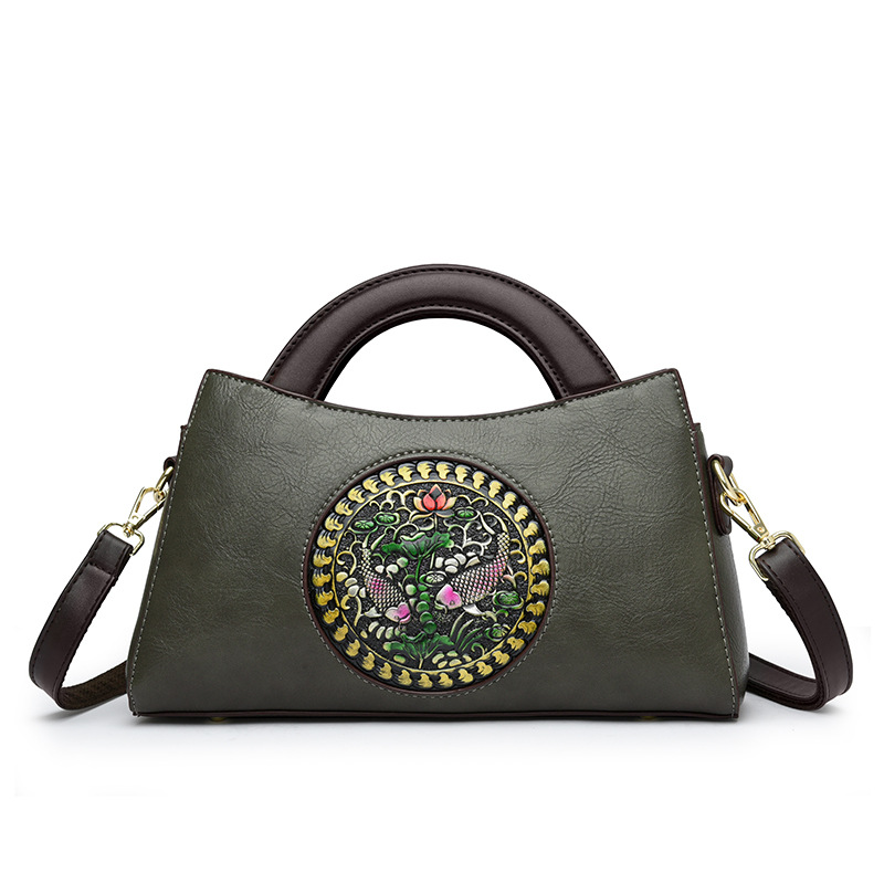 Bolso de mujer 2023 nuevo estilo nacional artístico costura moda mujer bolsa de sillín portátil hombro bolsa de mensajero al por mayor