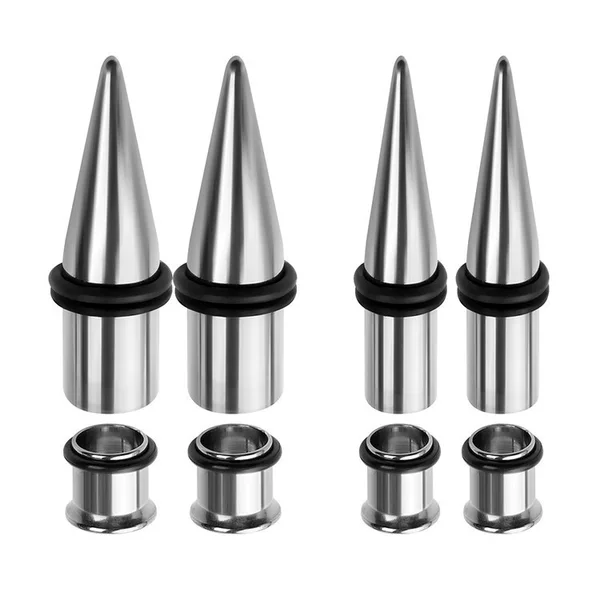 Cross-border hot sale stainless steel pointed cone auricle double horn hollow ear expansion puncture jewelry ear expansion device 7mm-9mm