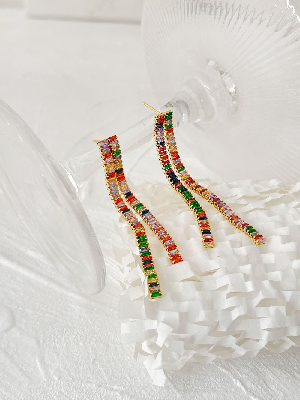 Fashion Tassel Copper Plating Inlay Zircon Drop Earrings 1 Pair