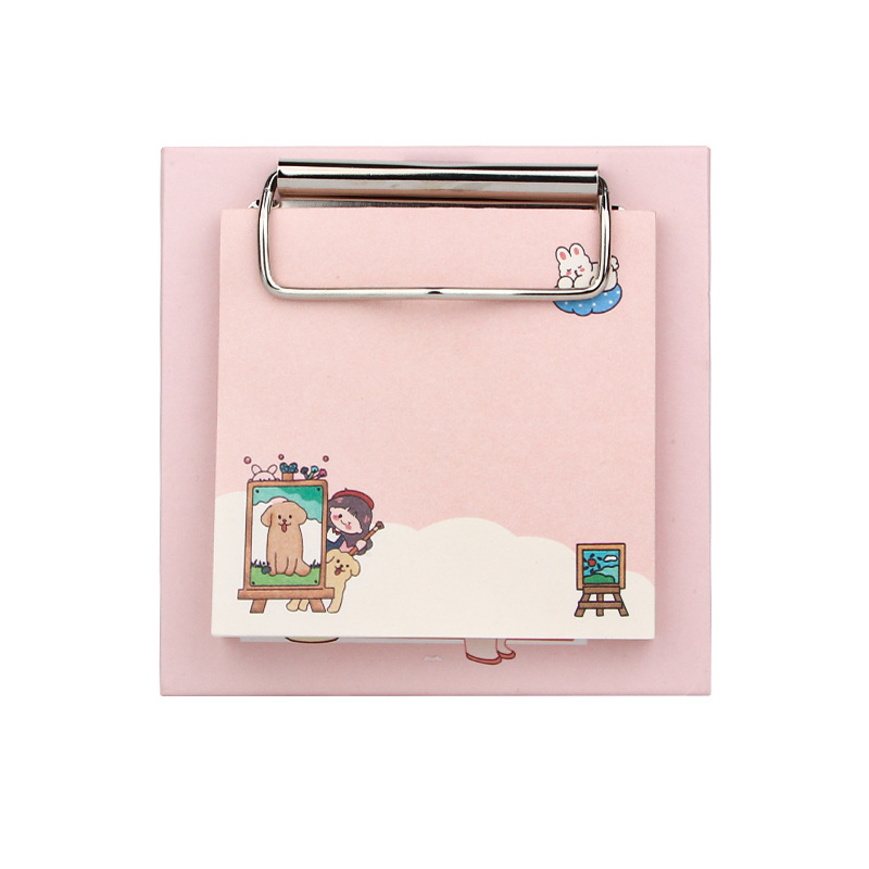 Dibujos animados creativos mini tablero clip nota pad papelería estudiante lindo mensaje no adhesivo nota papel Bloc de notas