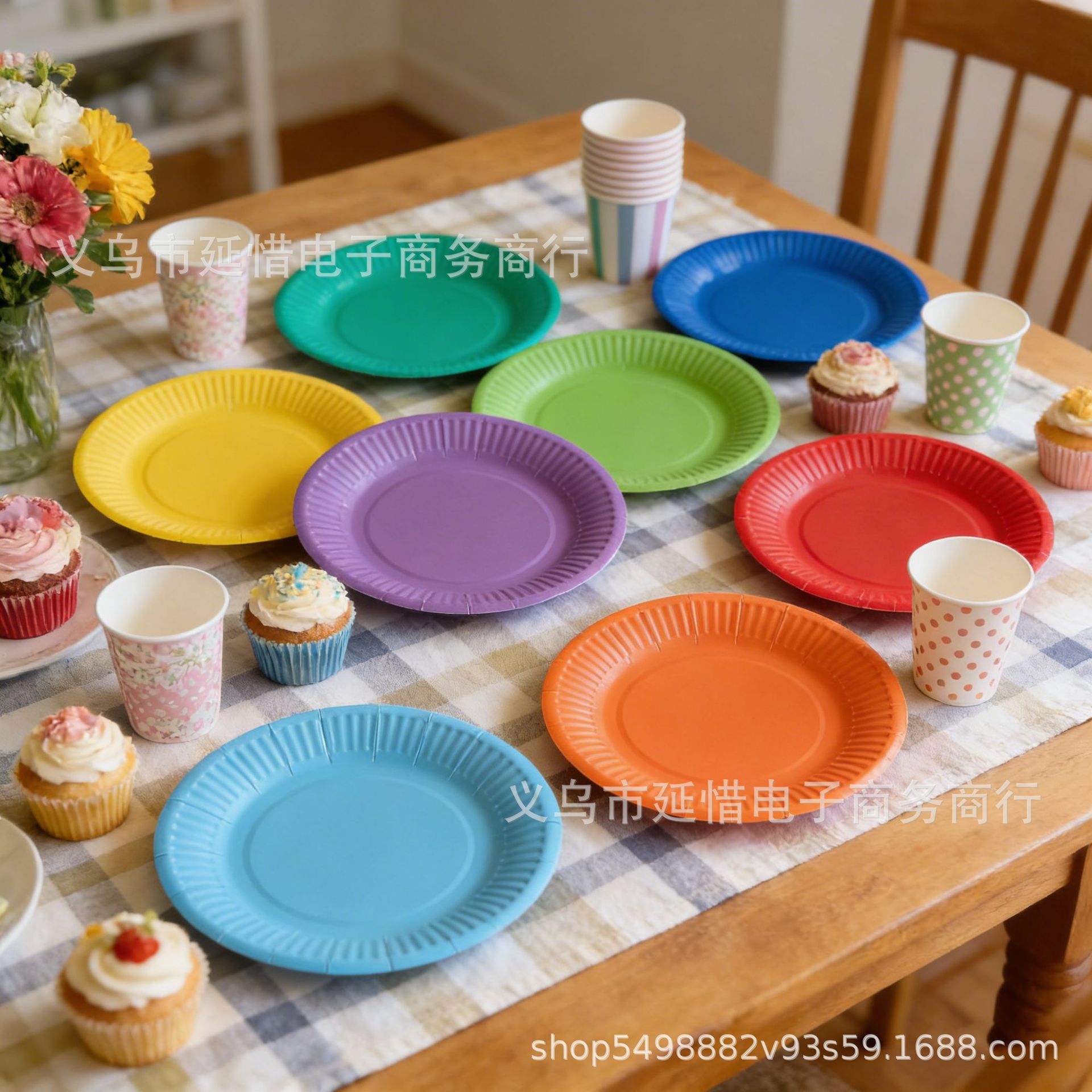bandeja de papel desechable color 7 / 9 pulgadas multicolor jardín de infantes DIY hecha a mano para la fiesta de cumpleaños fábrica de bandeja de papel al por mayor