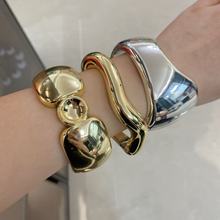 跨境外贸批发欧美 夸张光面重工设计感手镯几何个性宽手链bracele