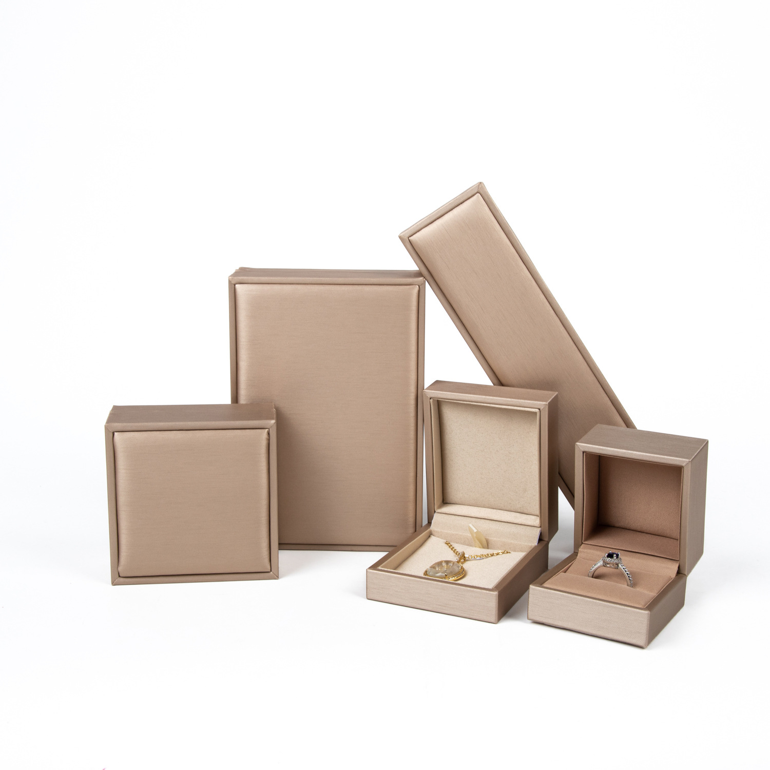 Caja de joyería de cuero PU cepillado de alta gama, caja de anillo, caja de regalo de pulsera, caja de embalaje de joyería de collar, joyero