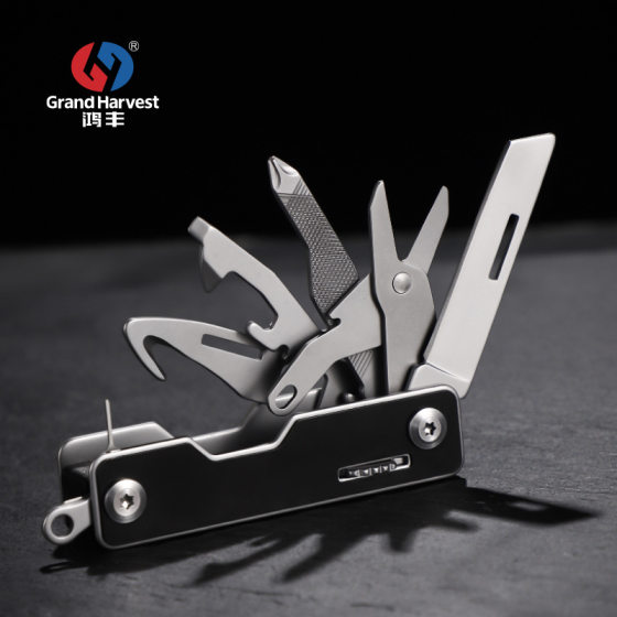 Hongfeng fine punching outdoor multi-function tool knife folding knife and scissors combination multi-purpose knife stainless steel EDC tool