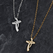 日本流行满钻交叉十字架镶钻吊坠  铜镀金十字架奢华满钻项链批发