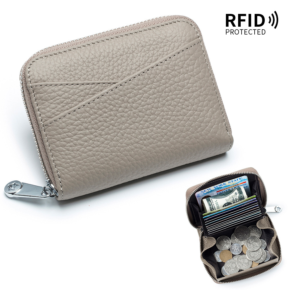 日本式オルガンマルチカードカードバッグrfid大容量小銭入れジッパーカードカバー男女硬貨カバン本革