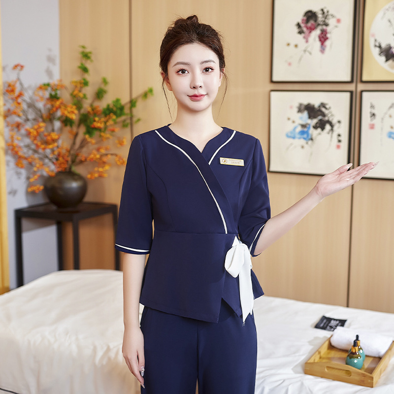 新型作業服女性春秋美容師セットズボンファッション気質養生館足浴技術師服工服|undefined