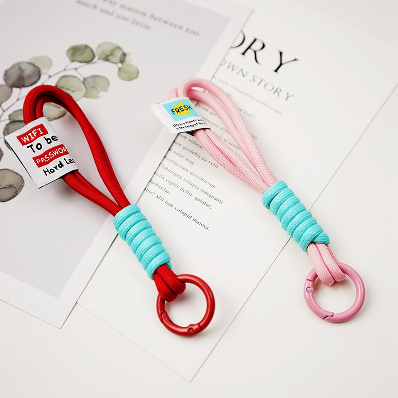ins keychain color DIY Rope keychain braided rope tag pendant U disk lanyard car keychain