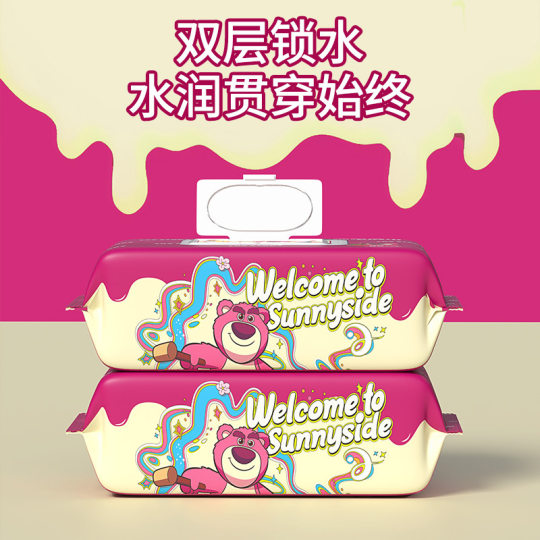 Wholesale Strawberry Bear Baby Wipes Student Hand Mouth Cleaning Wipes Adult Hygienic Wipes Household Big Bag Wipes