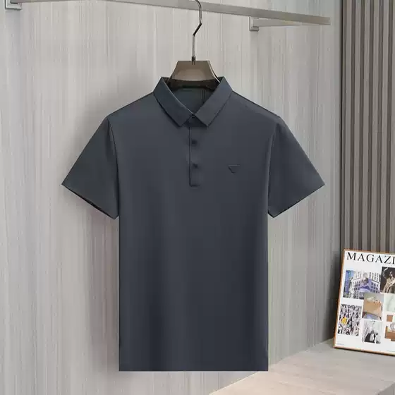 European Brand Ea Summer Cool Seamless Lapel Short-Sleeve T-Shirt for Men, Trendy Ice Silk Stretch Polo Shirt 510Polo