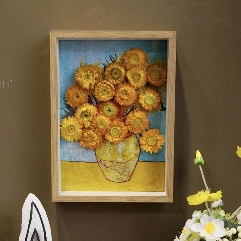 Подсолнух вечный цветок креативная фоторамка трехмерная сетка красная украшение гостиной высокого уровня декоративный подарок на день рождения ручной работы