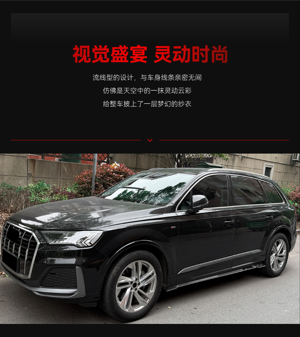 Applicable to 2016-2026 Audi Q7 Sq7 Mk2 Sline Side Skirts, Car Stickers, Spoilers, Cross-Border Modification Parts