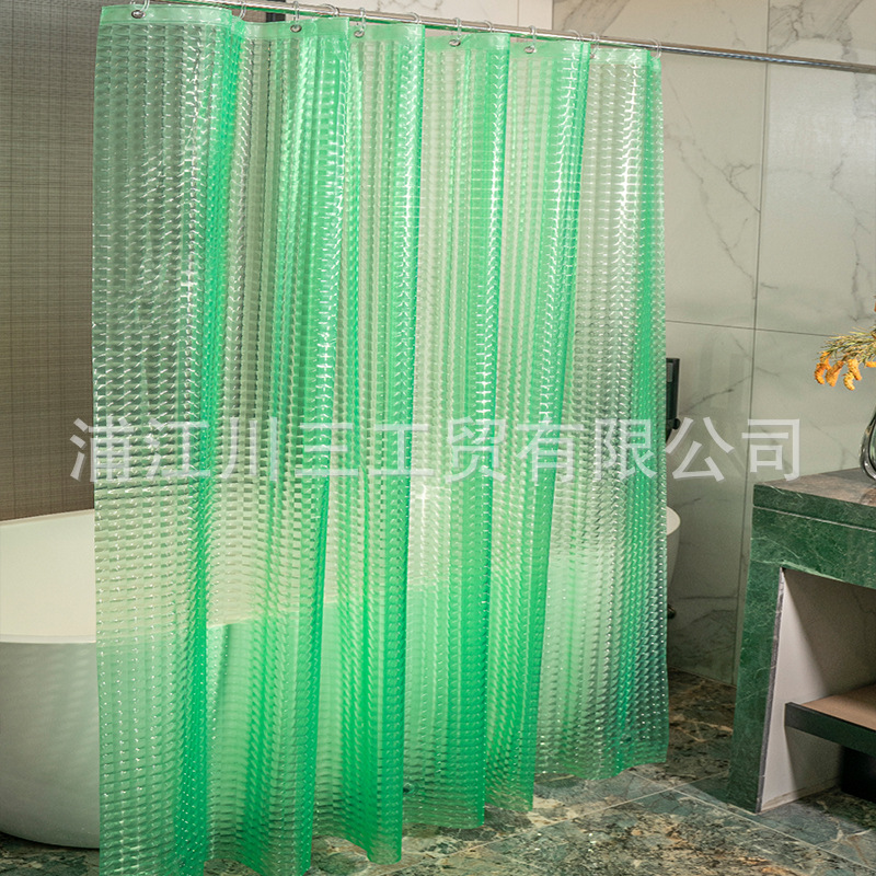 Fábrica en stock al por mayor color puro PEVA Cortina de ducha impermeable engrosada baño Baño tienda de baño Punch-gancho libre