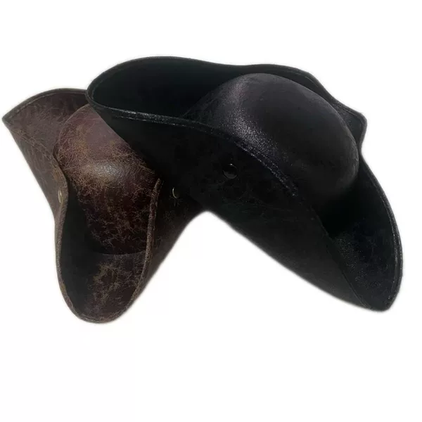 Halloween Pu Leather Pirate Hat Pirates of the Caribbean Triangle Hat Stage Cos Pirate Captain Jack Performance Hat