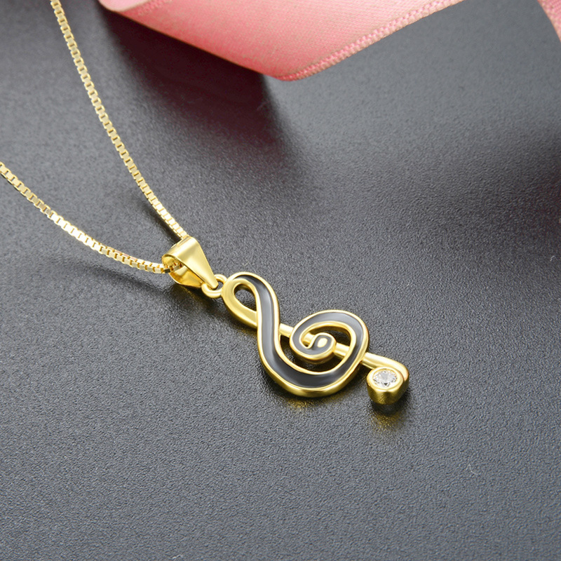 Europa y los Estados Unidos transfronterizos DIY adornos de goteo de aceite amor nota de ritmo colgante de plata esterlina 925 moda collar de diamantes accesorios para mujeres