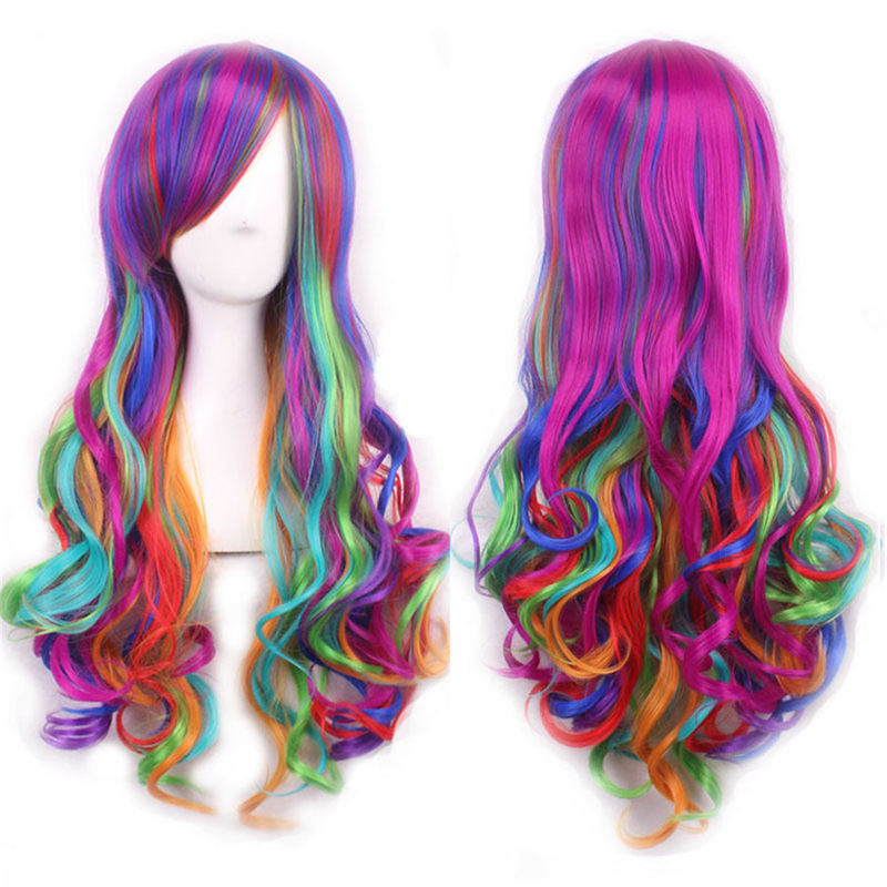 European and American color universal cos wig full head cover foreign trade bangs wig set women's long curly hair big wave lolita