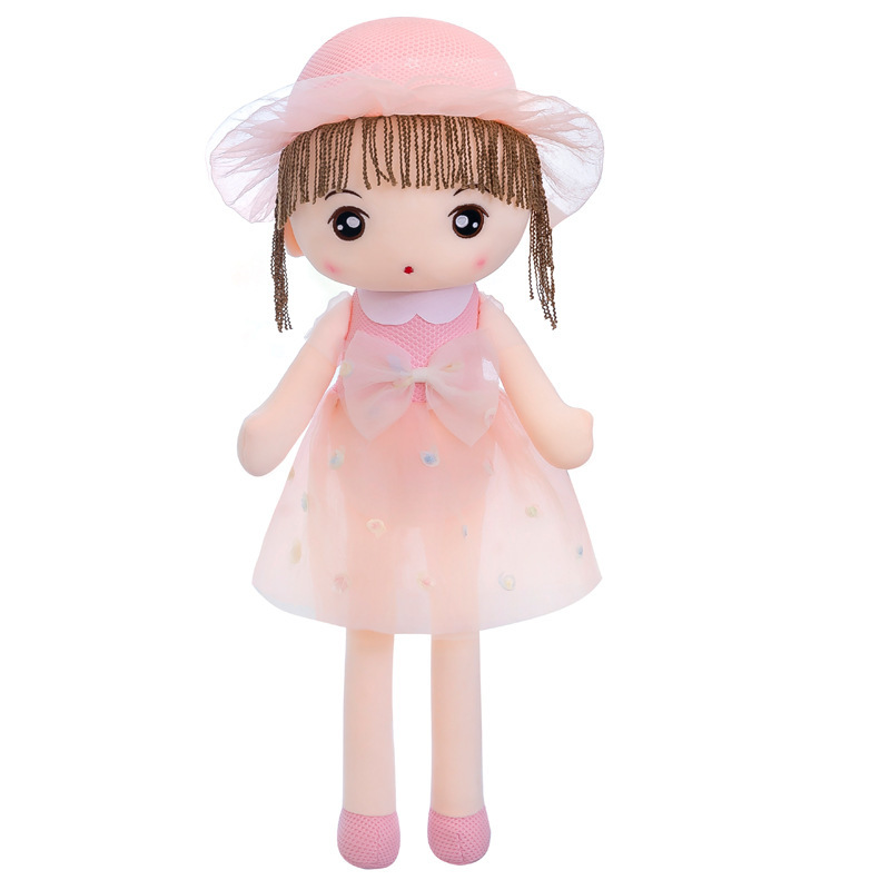 Chica princesa muñeca Linda muñeca grande de peluche de juguete de peluche sombrero de paja Feier muñeca de la boda