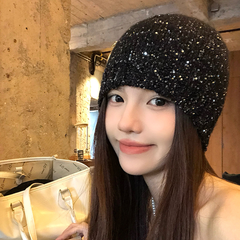 Y2K gorra fría de punto de sequilla mujer 2024 nuevo comienzo de otoño vestido con un pequeño sombrero de viento fragante para mostrar la cara de un pequeño sombrero de pila