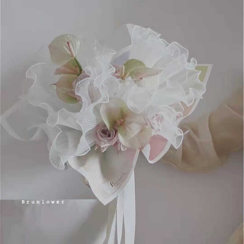 Pleated Spray Yarn Lotus Moon Yarn Plain Wave Yarn Pleated Edge Floral Flower Cake Wrapping Yarn