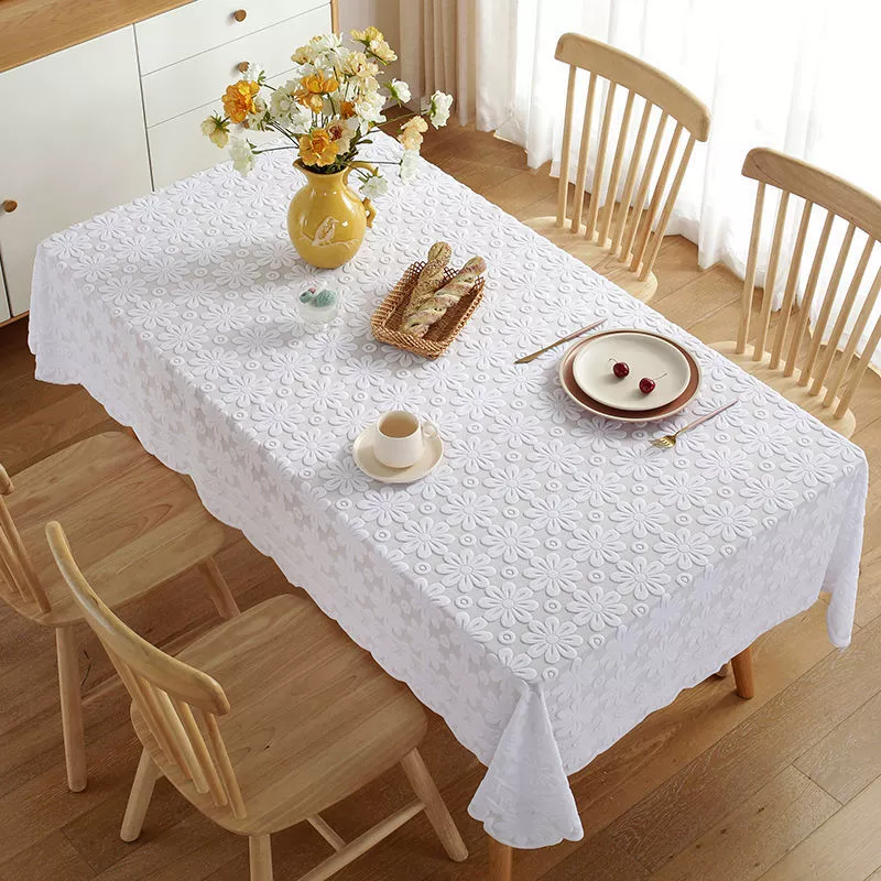 Белый кофейный столик, прямоугольная скатерть из свежей ткани для дома
